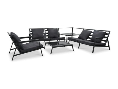 Ensemble de mobilier de jardin 5 pièces avec coussins, gris