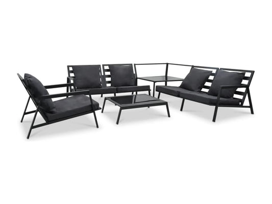 Ensemble de mobilier de jardin 5 pièces avec coussins, gris
