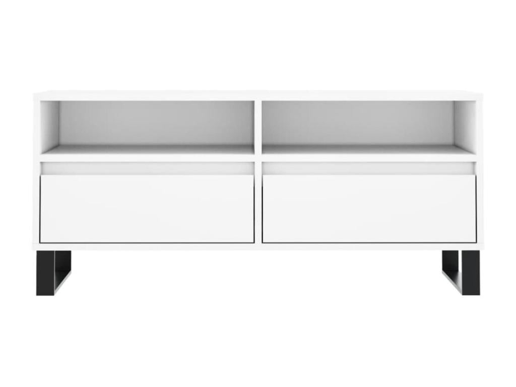 Meuble TV en bois composite, 100 x 34,5 x 44,5 cm, blanc