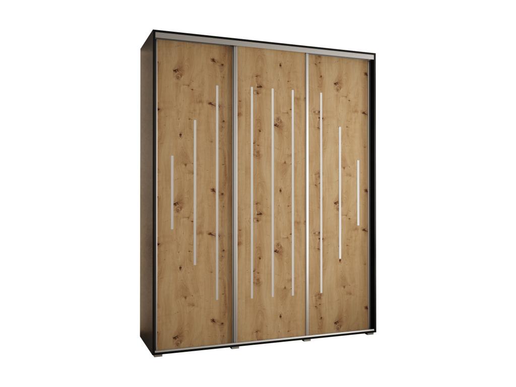 Armoire coulissante à 3 portes, 200 x 60 x 235,2 cm, noire