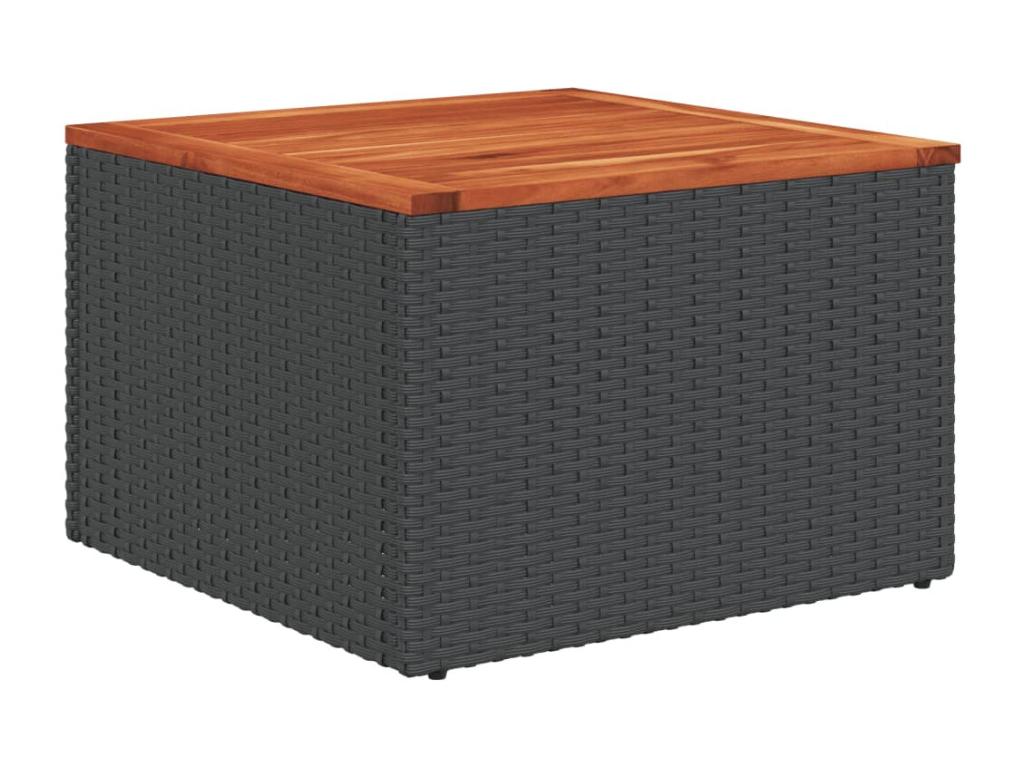 Ensemble de mobilier de jardin 9 pièces avec coussins, en résine tressée noire.