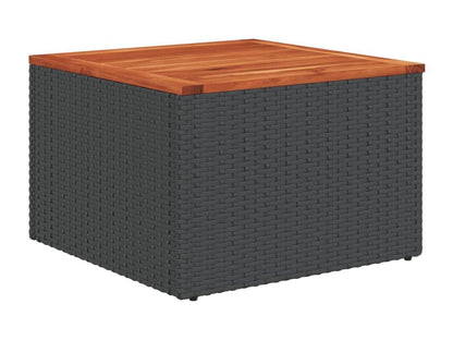 Ensemble de mobilier de jardin 9 pièces avec coussins, en résine tressée noire.