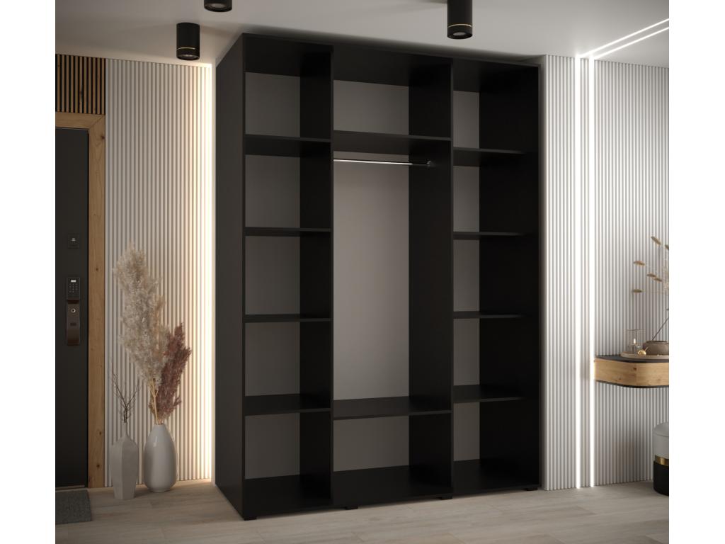 Armoire coulissante à 3 portes, 170 x 60 x 235,2 cm, noire