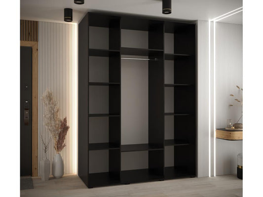 Armoire coulissante à 3 portes, 170 x 60 x 235,2 cm, noire