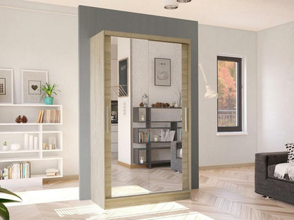 Armoire en bois imitation chêne, 200 x 100 x 58 cm, marron