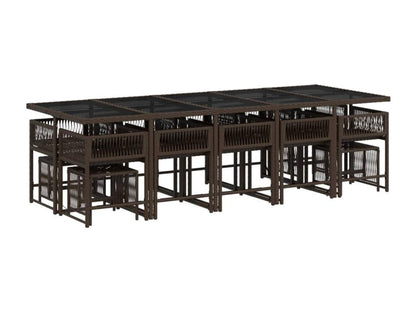 Ensemble de mobilier de jardin 15 pièces avec coussins, marron