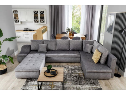 Canapé-lit convertible en tissu, 340 cm, marron