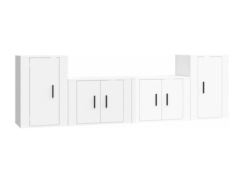 Ensemble de meubles de maison 4 pièces en bois d'ingénierie, blanc