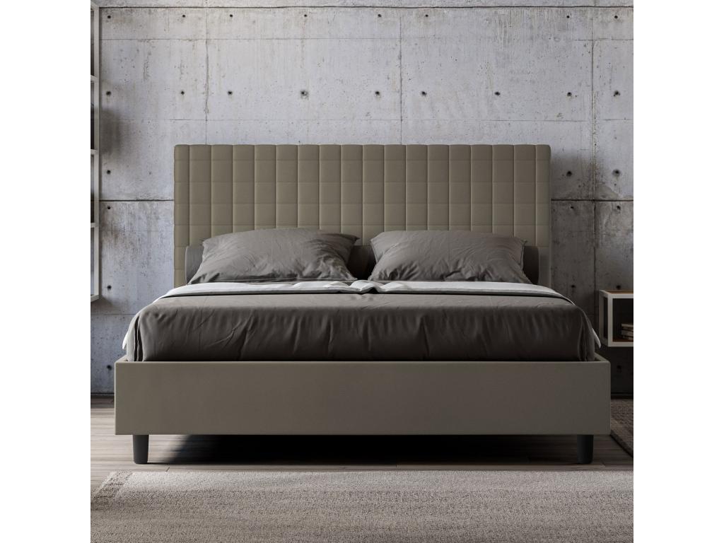 Lit en cuir, 160 x 200 cm, marron