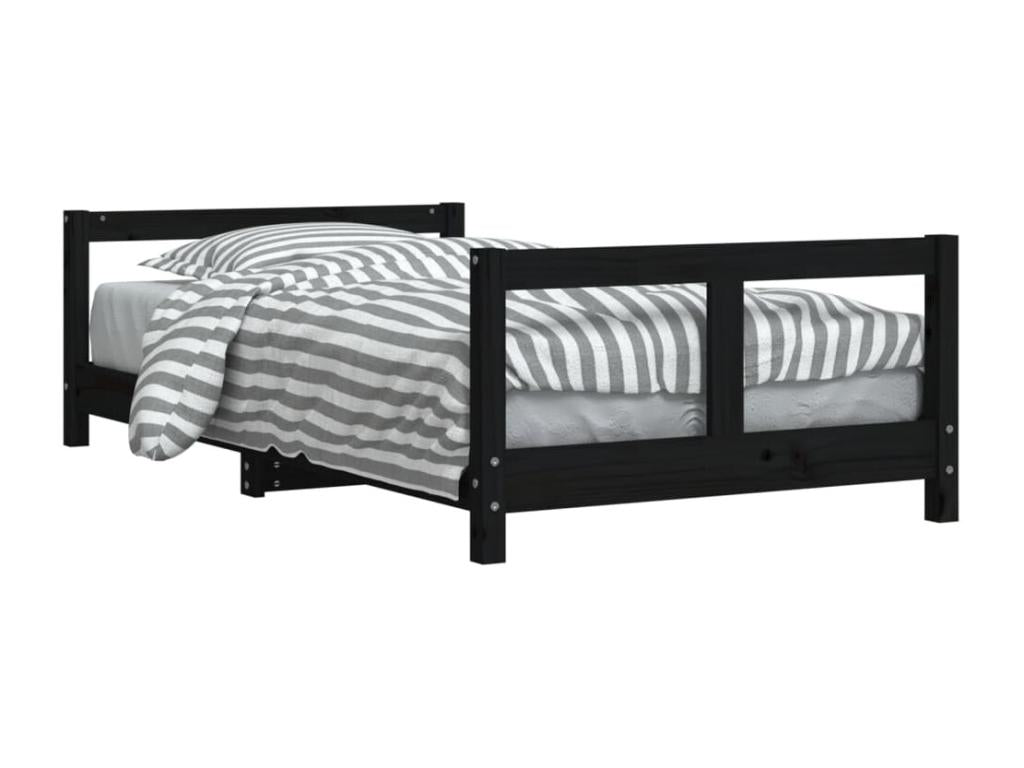 Cadre de lit en pin massif, 80 x 160 cm, noir