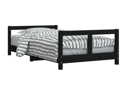 Cadre de lit en pin massif, 80 x 160 cm, noir