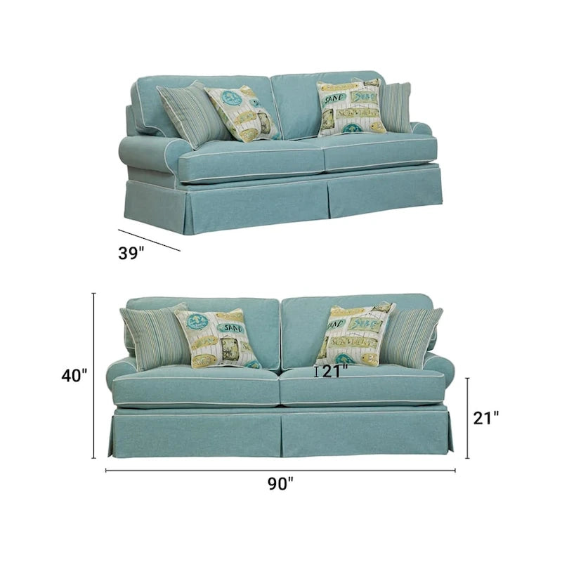 Canapé American Furniture Classics, modèle Coastal Aqua Series, avec quatre coussins décoratifs