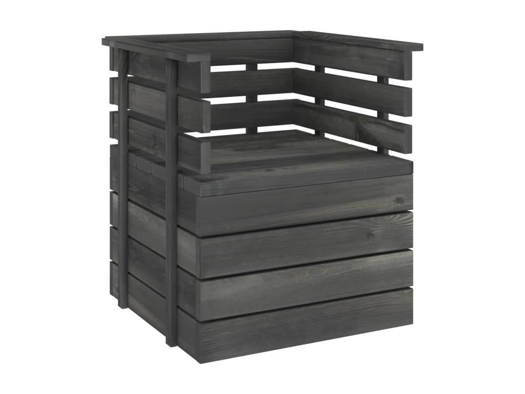 Ensemble de meubles de maison 7 pièces en pin massif, gris