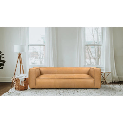 Canapé UR Livingroom en cuir pleine fleur aniline, canapé moderne en cuir véritable pour salon - 100 cm (L) x 43 cm (P) x 26,25 cm (H)