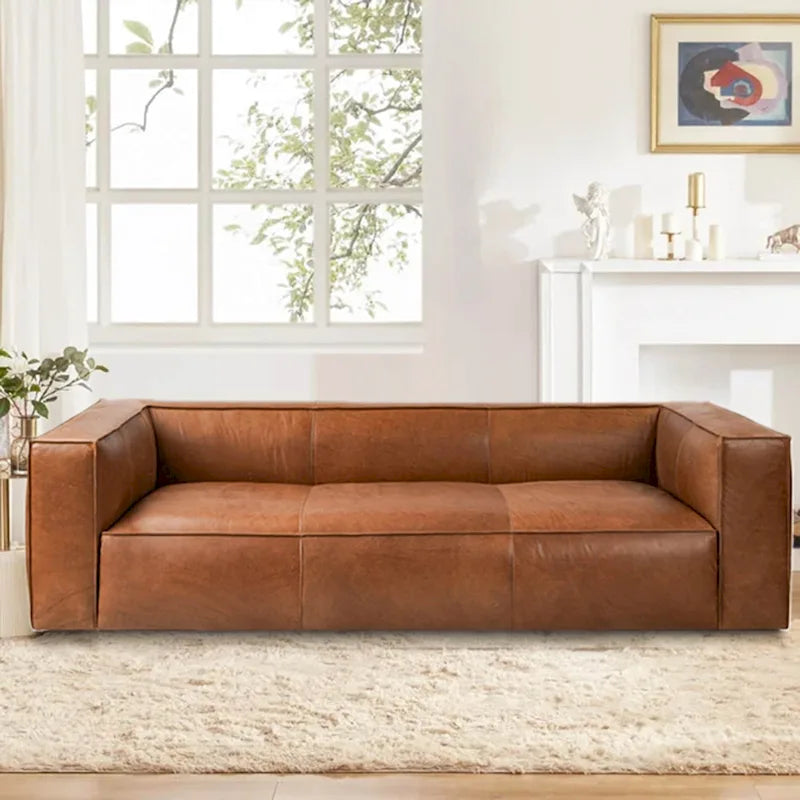 UR livingroom Full Aniline Leather Sofa Modern Genuine Leather Sofa Couch for Living Room - 100 W x 43 D x 26.25 H