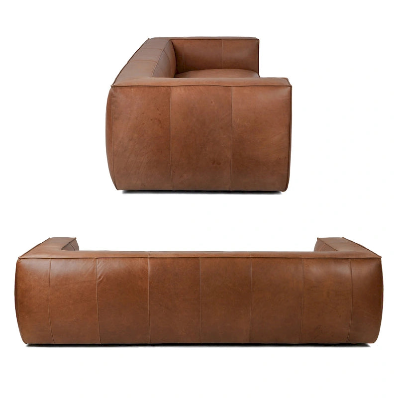 Canapé UR Livingroom en cuir pleine fleur aniline, canapé moderne en cuir véritable pour salon - 100 cm (L) x 43 cm (P) x 26,25 cm (H)