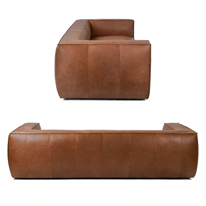 Canapé UR Livingroom en cuir pleine fleur aniline, canapé moderne en cuir véritable pour salon - 100 cm (L) x 43 cm (P) x 26,25 cm (H)