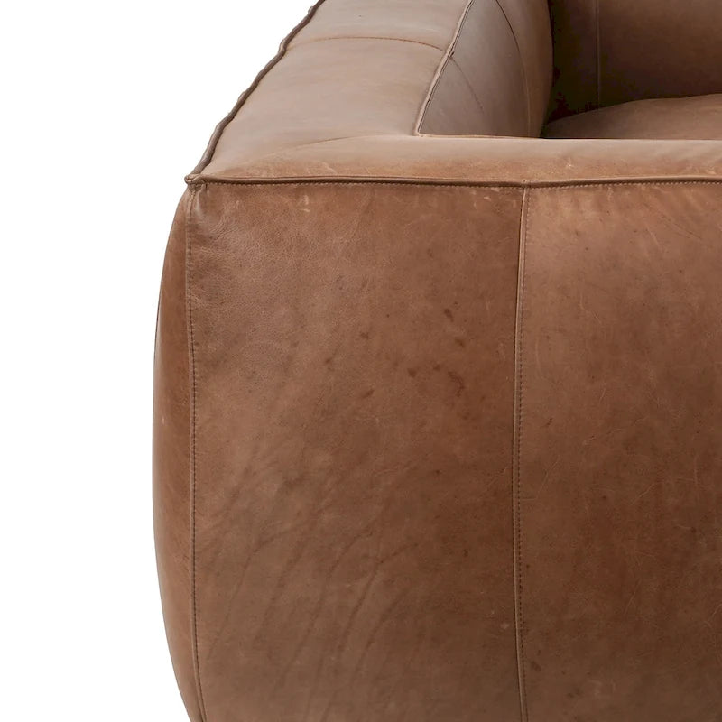 Canapé UR Livingroom en cuir pleine fleur aniline, canapé moderne en cuir véritable pour salon - 100 cm (L) x 43 cm (P) x 26,25 cm (H)