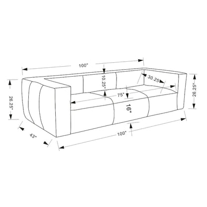 Canapé UR Livingroom en cuir pleine fleur aniline, canapé moderne en cuir véritable pour salon - 100 cm (L) x 43 cm (P) x 26,25 cm (H)