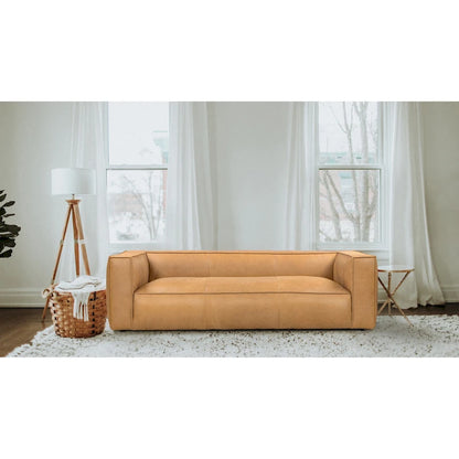 Canapé UR Livingroom en cuir pleine fleur aniline, canapé moderne en cuir véritable pour salon - 100 cm (L) x 43 cm (P) x 26,25 cm (H)