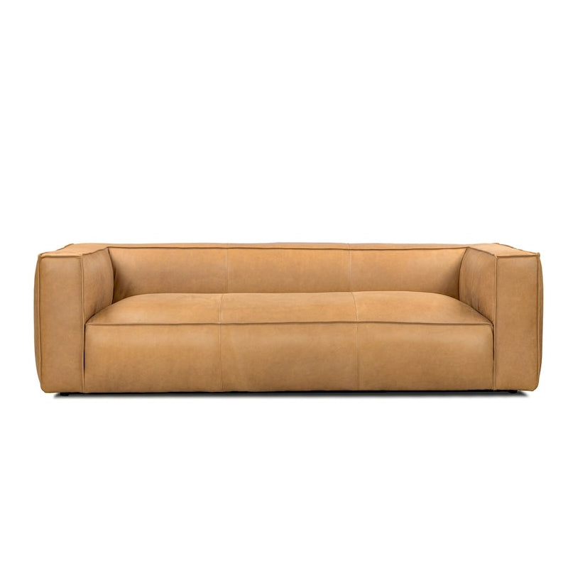 Canapé UR Livingroom en cuir pleine fleur aniline, canapé moderne en cuir véritable pour salon - 100 cm (L) x 43 cm (P) x 26,25 cm (H)