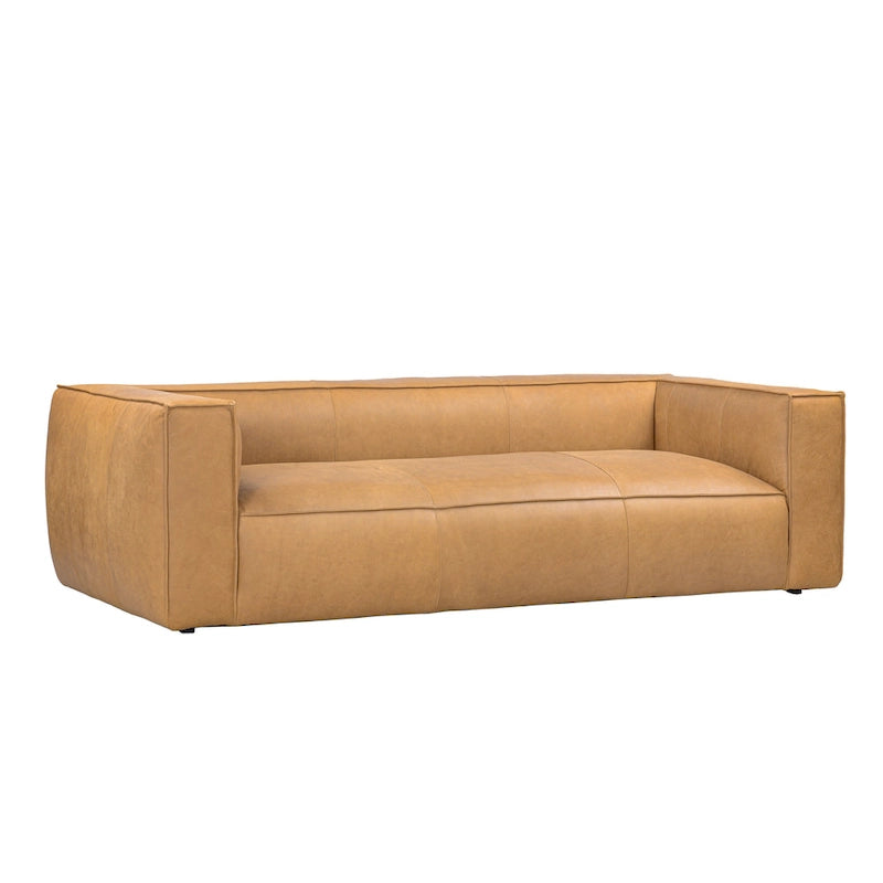 Canapé UR Livingroom en cuir pleine fleur aniline, canapé moderne en cuir véritable pour salon - 100 cm (L) x 43 cm (P) x 26,25 cm (H)