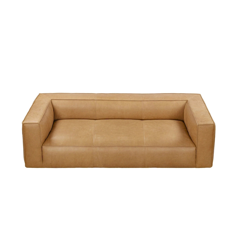 Canapé UR Livingroom en cuir pleine fleur aniline, canapé moderne en cuir véritable pour salon - 100 cm (L) x 43 cm (P) x 26,25 cm (H)