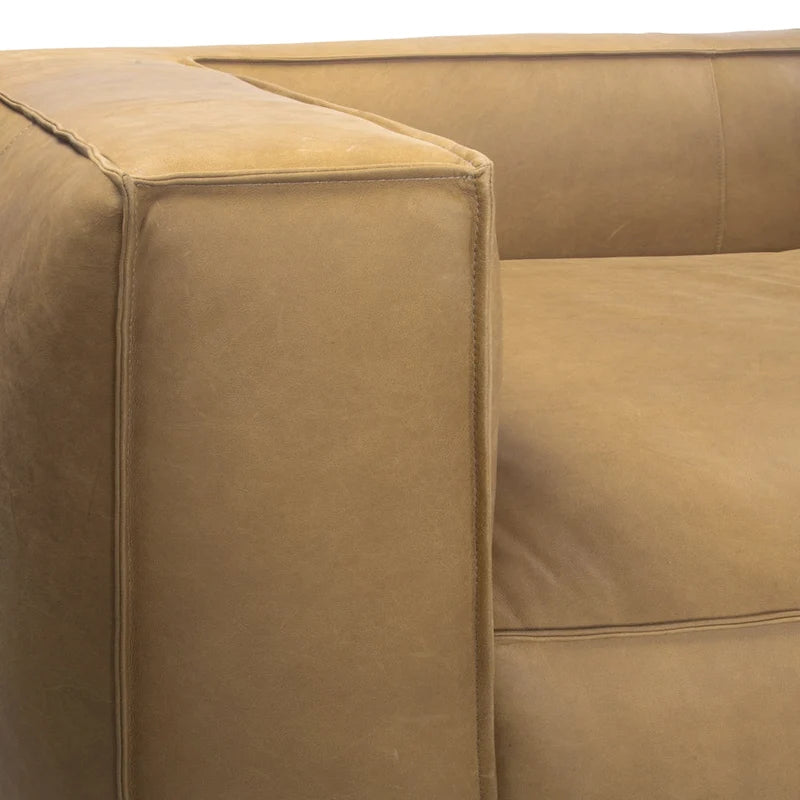 Canapé UR Livingroom en cuir pleine fleur aniline, canapé moderne en cuir véritable pour salon - 100 cm (L) x 43 cm (P) x 26,25 cm (H)