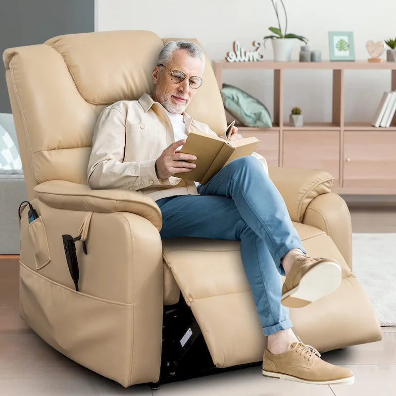 Fauteuil inclinable électrique à double levage 35,5 W, massage et chauffage, inclinaison à 180 degrés
