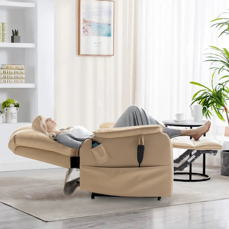 Fauteuil inclinable électrique à double levage 35,5 W, massage et chauffage, inclinaison à 180 degrés