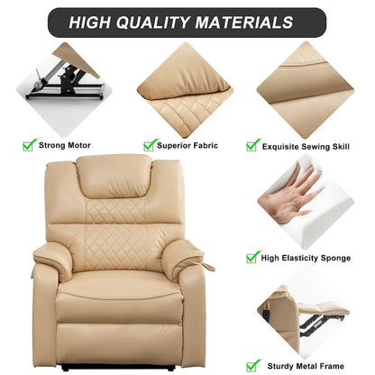 Fauteuil inclinable électrique à double levage 35,5 W, massage et chauffage, inclinaison à 180 degrés