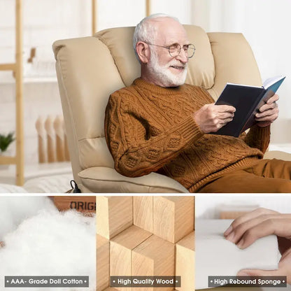 Fauteuil inclinable électrique à double levage 35,5 W, massage et chauffage, inclinaison à 180 degrés