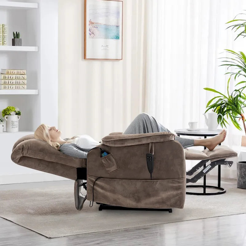 Fauteuil inclinable électrique à double levage 35,5 W, massage et chauffage, inclinaison à 180 degrés