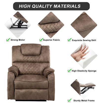 Fauteuil inclinable électrique à double levage 35,5 W, massage et chauffage, inclinaison à 180 degrés