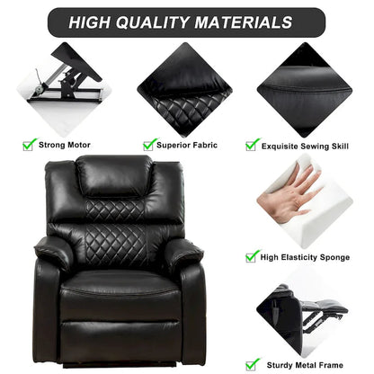 Fauteuil inclinable électrique à double levage 35,5 W, massage et chauffage, inclinaison à 180 degrés