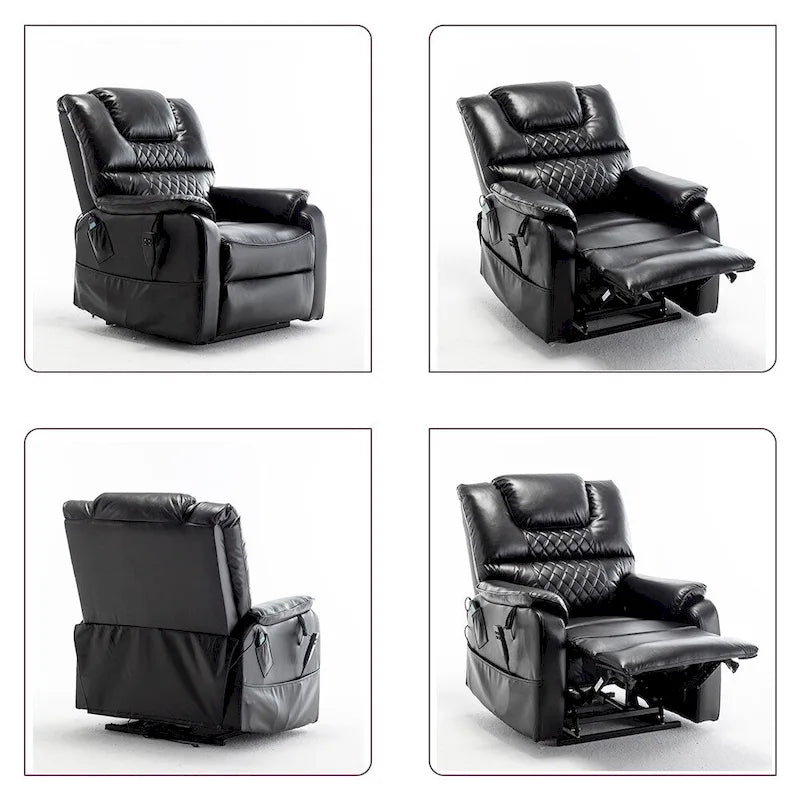 Fauteuil inclinable électrique à double levage 35,5 W, massage et chauffage, inclinaison à 180 degrés