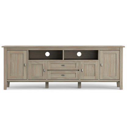 Meuble TV WYNDENHALL Norfolk en bois massif, 183 cm de large, pour téléviseurs jusqu'à 203 cm (80 pouces) - Dimensions : 183 cm (L) x 44,5 cm (P) x 66 cm (H)