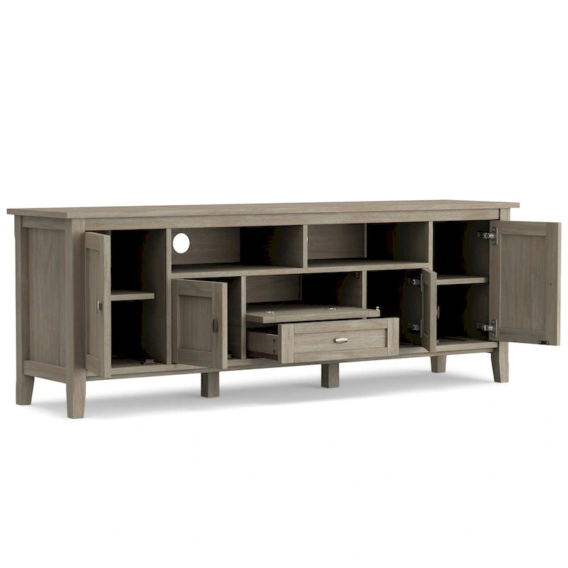Meuble TV WYNDENHALL Norfolk en bois massif, 183 cm de large, pour téléviseurs jusqu'à 203 cm (80 pouces) - Dimensions : 183 cm (L) x 44,5 cm (P) x 66 cm (H)