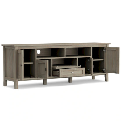 Meuble TV WYNDENHALL Norfolk en bois massif, 183 cm de large, pour téléviseurs jusqu'à 203 cm (80 pouces) - Dimensions : 183 cm (L) x 44,5 cm (P) x 66 cm (H)