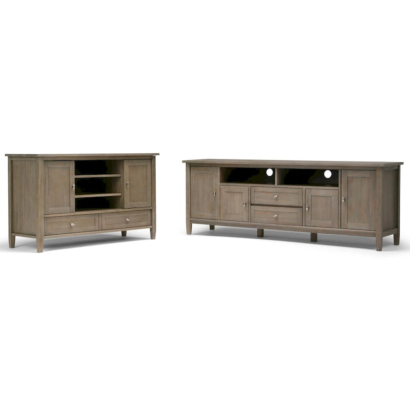 Meuble TV WYNDENHALL Norfolk en bois massif, 183 cm de large, pour téléviseurs jusqu'à 203 cm (80 pouces) - Dimensions : 183 cm (L) x 44,5 cm (P) x 66 cm (H)