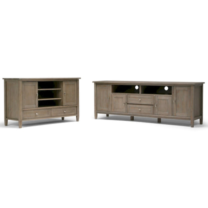 Meuble TV WYNDENHALL Norfolk en bois massif, 183 cm de large, pour téléviseurs jusqu'à 203 cm (80 pouces) - Dimensions : 183 cm (L) x 44,5 cm (P) x 66 cm (H)
