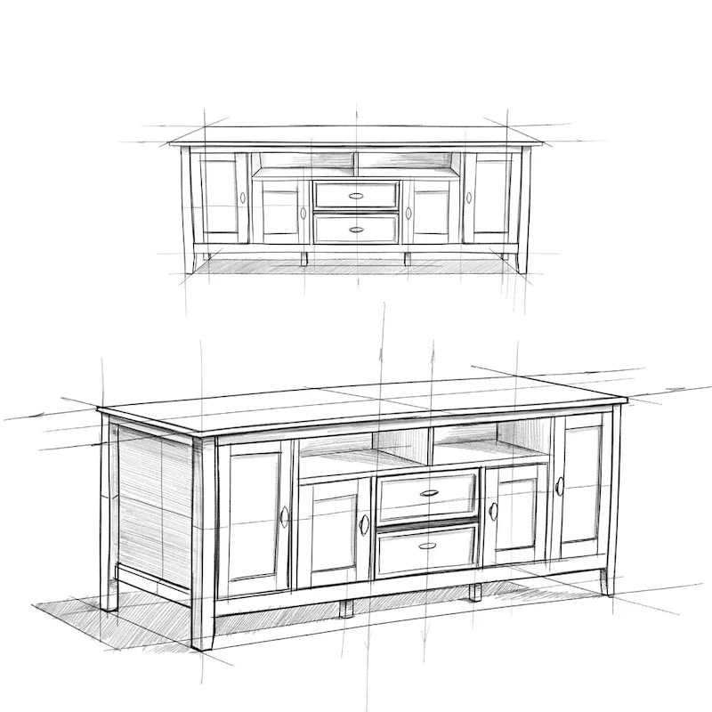 Meuble TV WYNDENHALL Norfolk en bois massif, 183 cm de large, pour téléviseurs jusqu'à 203 cm (80 pouces) - Dimensions : 183 cm (L) x 44,5 cm (P) x 66 cm (H)
