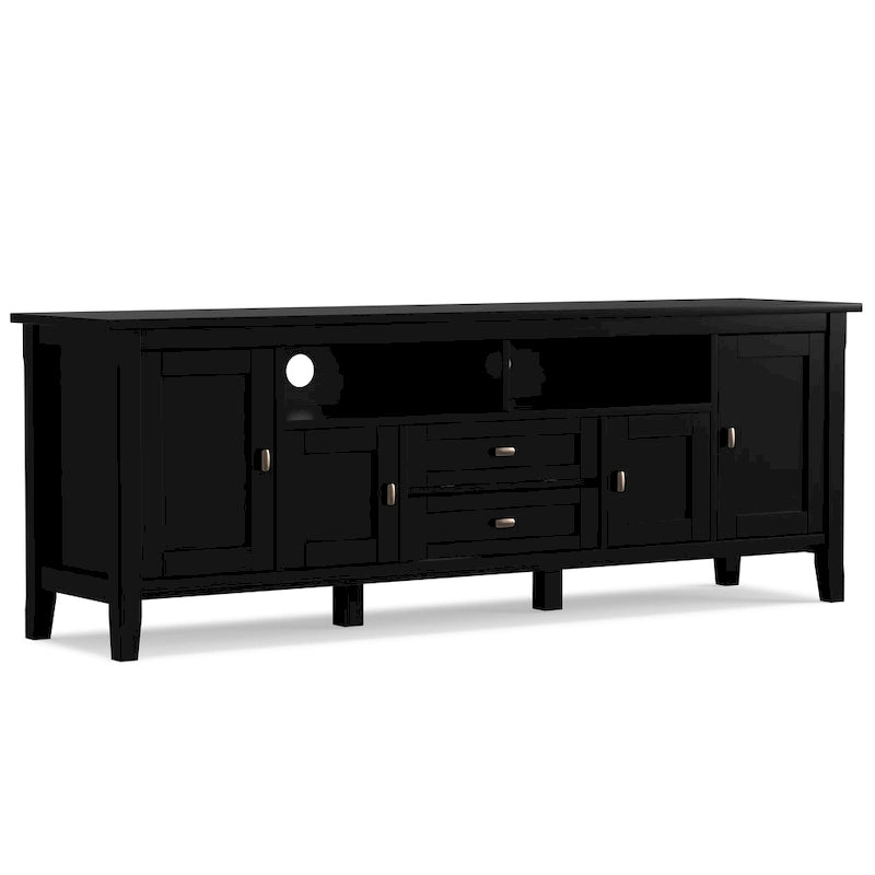 Meuble TV WYNDENHALL Norfolk en bois massif, 183 cm de large, pour téléviseurs jusqu'à 203 cm (80 pouces) - Dimensions : 183 cm (L) x 44,5 cm (P) x 66 cm (H)
