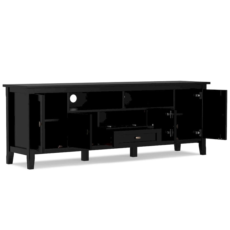 Meuble TV WYNDENHALL Norfolk en bois massif, 183 cm de large, pour téléviseurs jusqu'à 203 cm (80 pouces) - Dimensions : 183 cm (L) x 44,5 cm (P) x 66 cm (H)