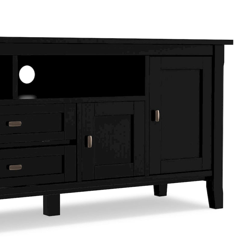 Meuble TV WYNDENHALL Norfolk en bois massif, 183 cm de large, pour téléviseurs jusqu'à 203 cm (80 pouces) - Dimensions : 183 cm (L) x 44,5 cm (P) x 66 cm (H)