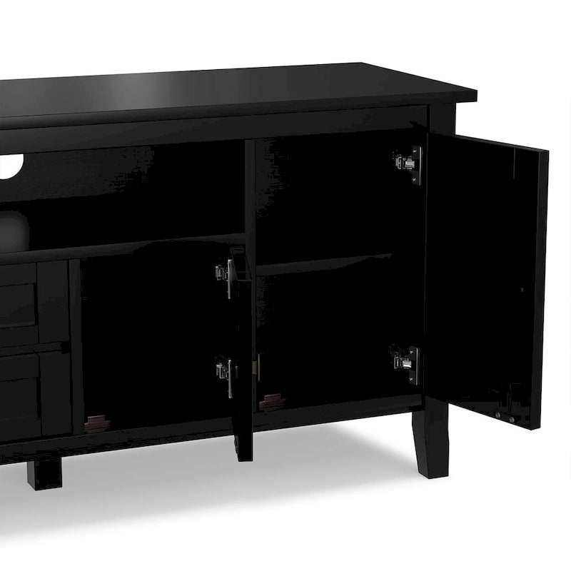 Meuble TV WYNDENHALL Norfolk en bois massif, 183 cm de large, pour téléviseurs jusqu'à 203 cm (80 pouces) - Dimensions : 183 cm (L) x 44,5 cm (P) x 66 cm (H)