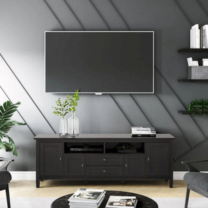 Meuble TV WYNDENHALL Norfolk en bois massif, 183 cm de large, pour téléviseurs jusqu'à 203 cm (80 pouces) - Dimensions : 183 cm (L) x 44,5 cm (P) x 66 cm (H)