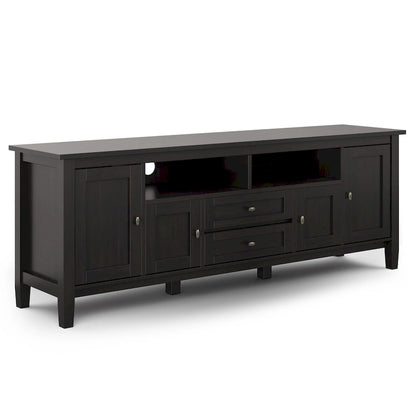 Meuble TV WYNDENHALL Norfolk en bois massif, 183 cm de large, pour téléviseurs jusqu'à 203 cm (80 pouces) - Dimensions : 183 cm (L) x 44,5 cm (P) x 66 cm (H)