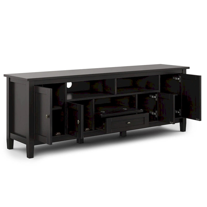 Meuble TV WYNDENHALL Norfolk en bois massif, 183 cm de large, pour téléviseurs jusqu'à 203 cm (80 pouces) - Dimensions : 183 cm (L) x 44,5 cm (P) x 66 cm (H)