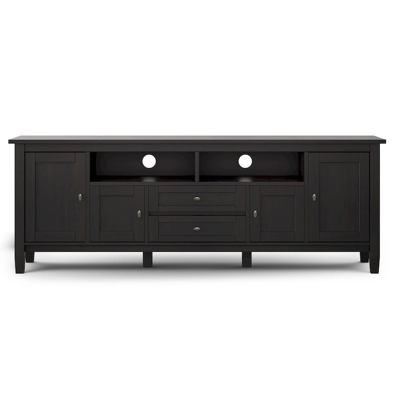 Meuble TV WYNDENHALL Norfolk en bois massif, 183 cm de large, pour téléviseurs jusqu'à 203 cm (80 pouces) - Dimensions : 183 cm (L) x 44,5 cm (P) x 66 cm (H)